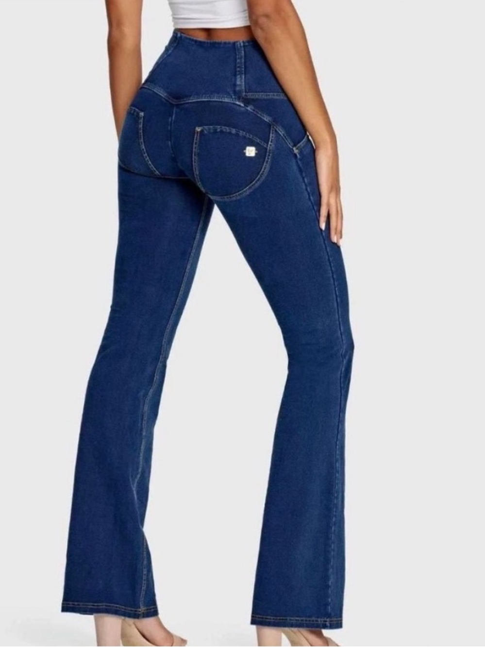 Freddy Dark Blue Flare Jeans with Contoured Back